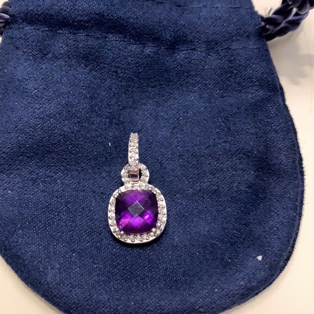 Amethyst & Diamond & White Gold Pendant!